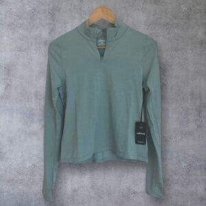 NEW Allbirds Natural Run Mid Layer Quarter Zip Top - Green Hush
